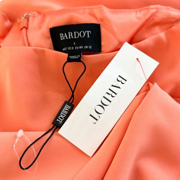 Bardot Jenna Orange Fizz One Shoulder Cutout Midi Slit Dress Cocktail NWT NEW 8 - Picture 8 of 8